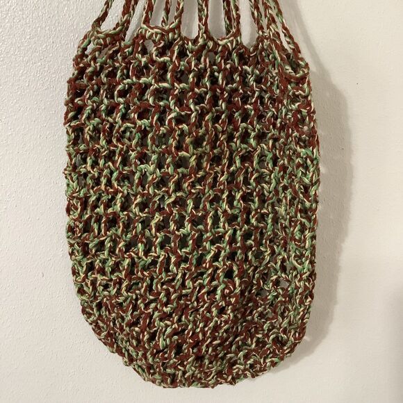 Vintage Handmade Green Crochet Fairy Grunge Goblincore Cottagecore Hobbit Bag - Picture 7 of 9